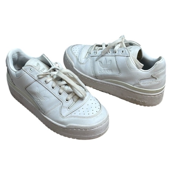 Adidas Forum Bold Sneakers Triple White Basketball 80’s Retro Athletic Size 8.5 - Picture 2 of 12